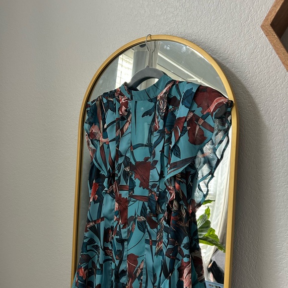 All Saints Teal and Brown Asymmetrical Hem Mini dress - Picture 7 of 9